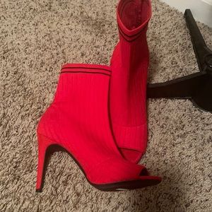 Red Sweater Ankle Bootie